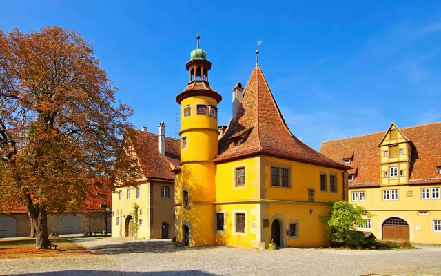 A town gate and tower in Rothenburg ob der Tauber
