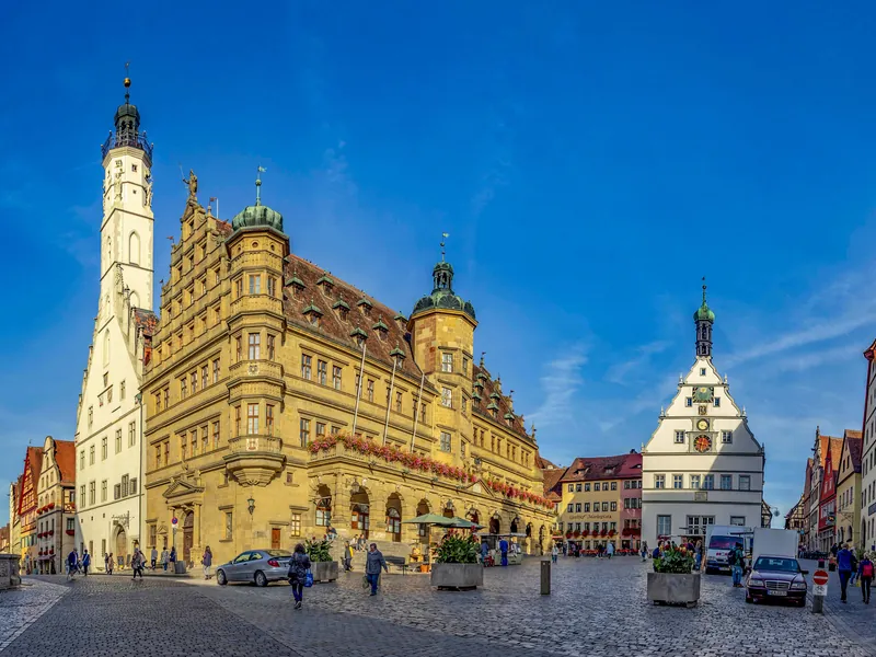 Market Square and the town hall in Rothenburg ob der Tauber